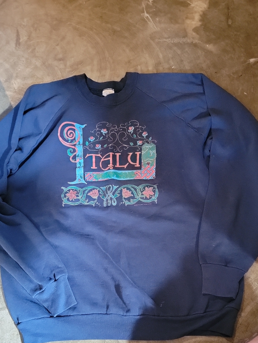 Vintage 1990 Navy "Italy" Graphic  Sweatshirt